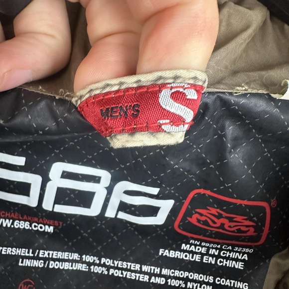 686 Jacket Mens Small Tan Brown Snowboard Ski Hooded Insulated Limited Edition - Picture 5 of 16